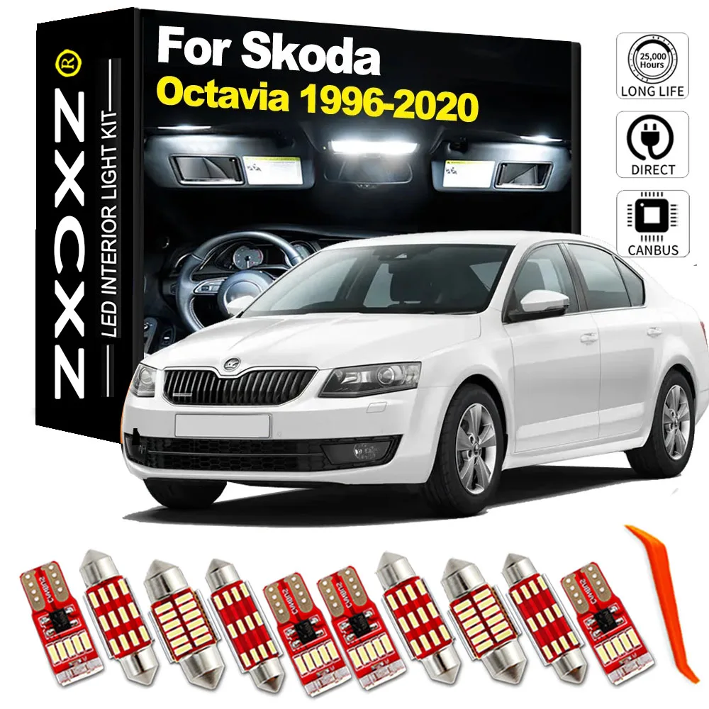 ZXCXZ LED Interior Light Bulb Kit For Skoda Octavia MK1 MK2 MK3 I II III A5 A7 1U 1U2 1U5 1Z 1Z3 1Z5 5E 5E3 5E5 1996- 2019 2020