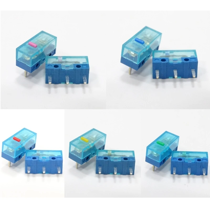 

4Pcs Blue Mouse Momentary Push Button Micro Limit 3 Pins Gold Alloy Contacts 70g 0.74N for Gaming Mouse Dropship