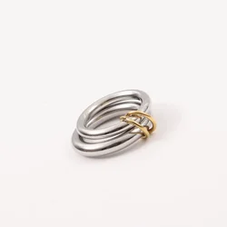 New Fashion Double Ring Connection Ring Women And Men Stainless Steel Silver Color Ring Birthday Gifts