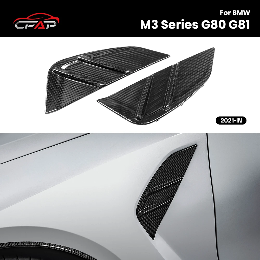 

Real Dry Carbon Fiber Side Fender Cover Trim For BMW M3 Series G80 G81 MP Style 2021-IN Car Styling Replacement