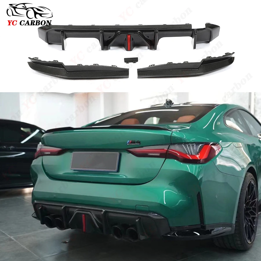 For BMW M3 G80 M4 G82 G83 Coupe High quality JC Style Dry Carbon Fiber Rear Lip Diffuser Back Bumper Spoiler With Light Diffuser