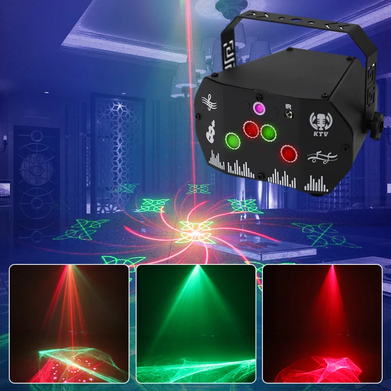 HCWE Mini 3 in 1 Starry Projector Club Light Sound Activated Stage Light Disco for Family Party Party Remote Laser Disco Lights