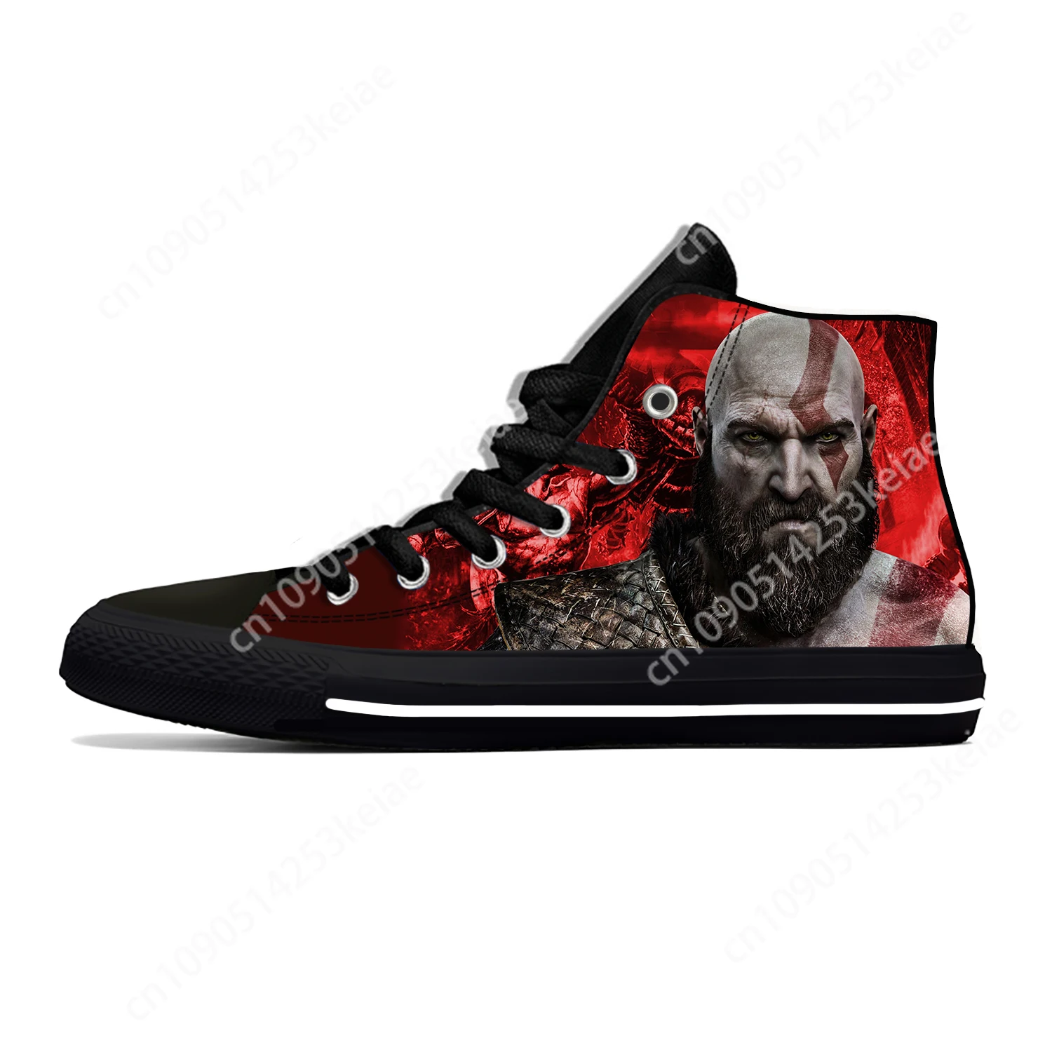 Anime Cartoon Game Manga Comic God of War Kratos Casual Cloth Shoes High Top Lightweight Breathable 3D Print Men Women Sneakers