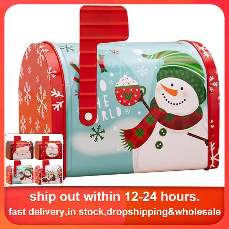 

Metal Christmas Tin Boxes Gift Tins Cookie Containers Wrap Boxes Mailbox Craft Iron Storage Box Gift Tins Kids Xmas Gifts