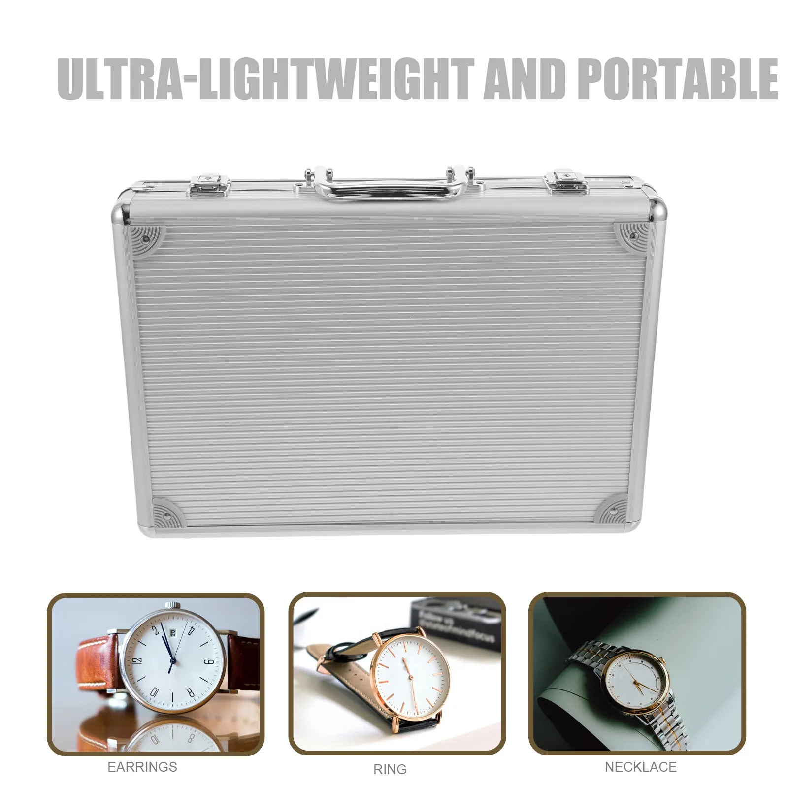 24 Slot Aluminum Alloy Watch Display Case Portable Organizer Lock Storage Box Padded Interior Travel Watch Holder