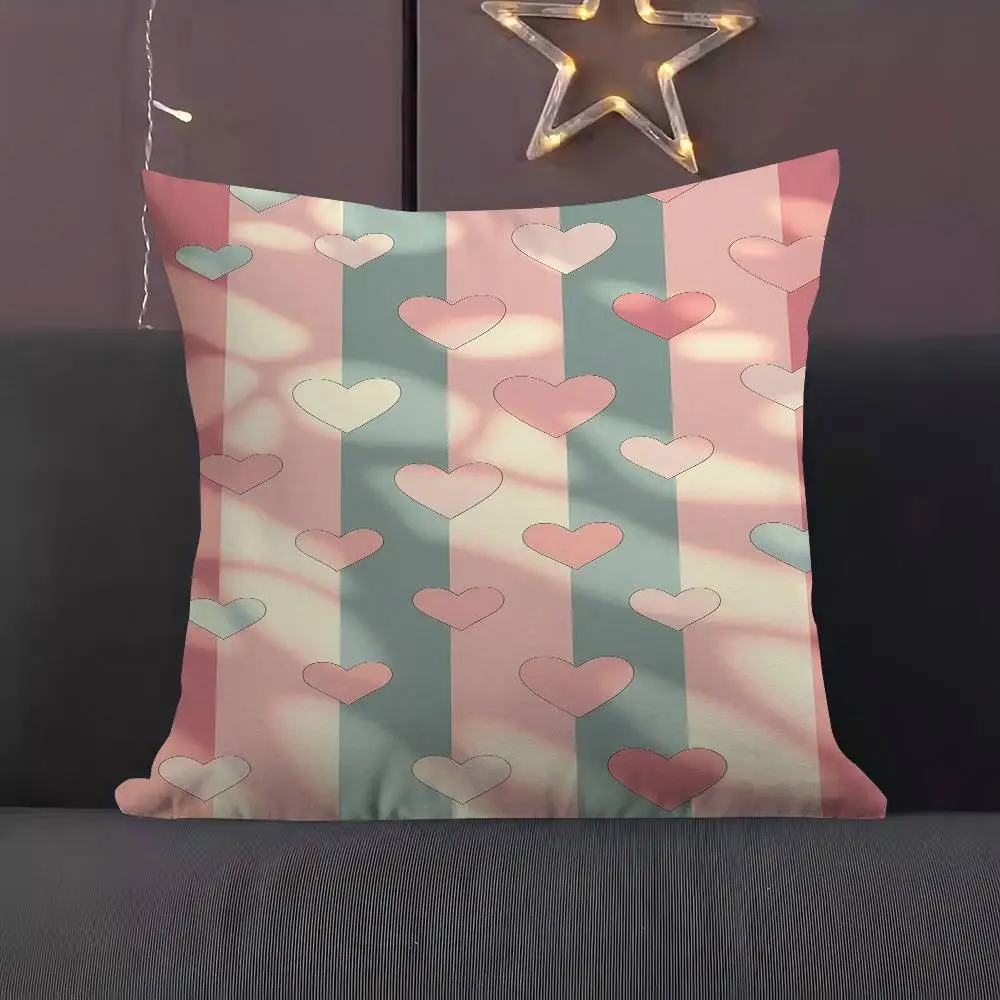 

Pastel Hearts And Stripes Cushion Cover 30x50 Polyester Sofa Cushions Decorative Throw Pillows Home Decoration Pillowcover