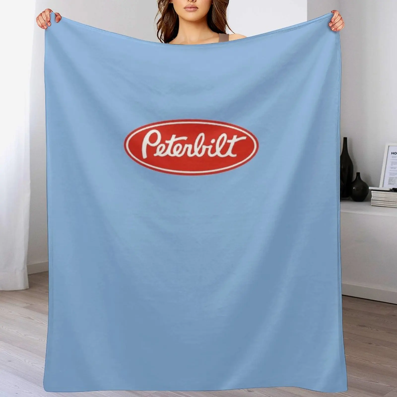 

Peterbilt Truck Logo Redwhite Essential T-Shirt Throw Blanket For Sofa Thin Bed Picnic Flannel Fabric Blankets