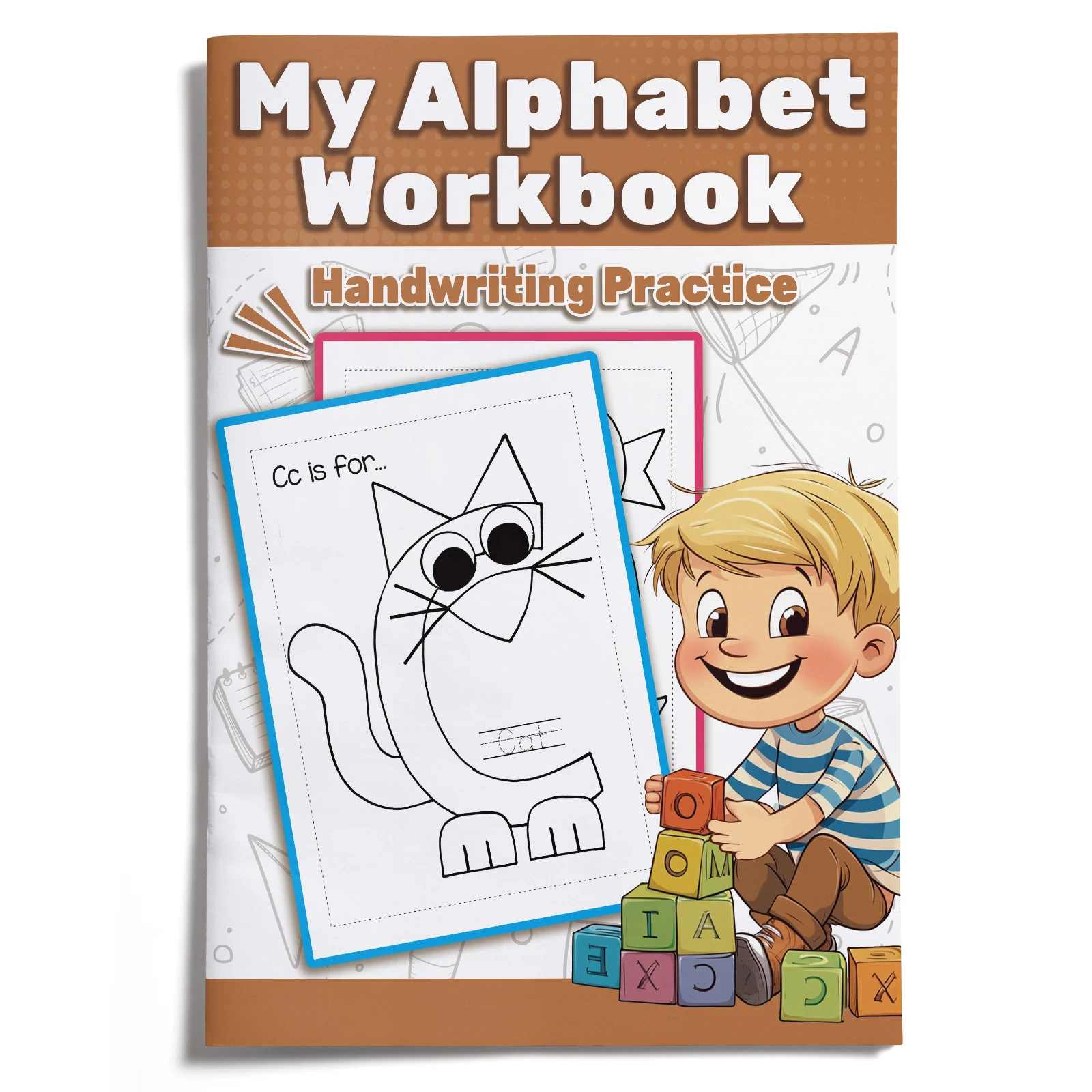 Livre de coloriage avec l’alphabet pour enfants, motifs de dessins animés mignons, cahier d’exercices pour l’éveil précoce en maternelle, stimule les compétences manuelles de votre enfant.