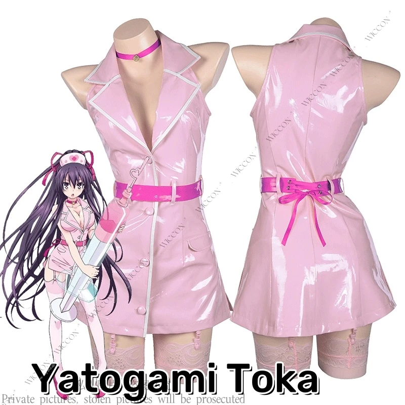 

Yatogami Toka Anime Date a Live Princess Cosplay Costume Sexy Nurse Dress Headwear Pink Suit Party Halloween Role Play Woman