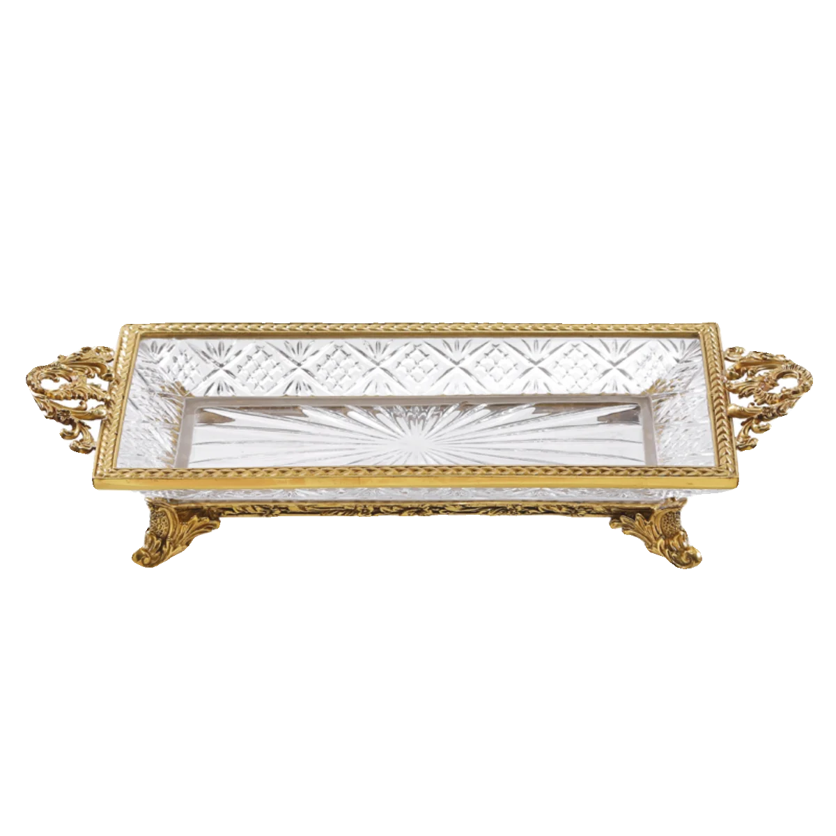 

European French transparent crystal glass brass fruit plate living room dining table bathroom decoration aromatherapy