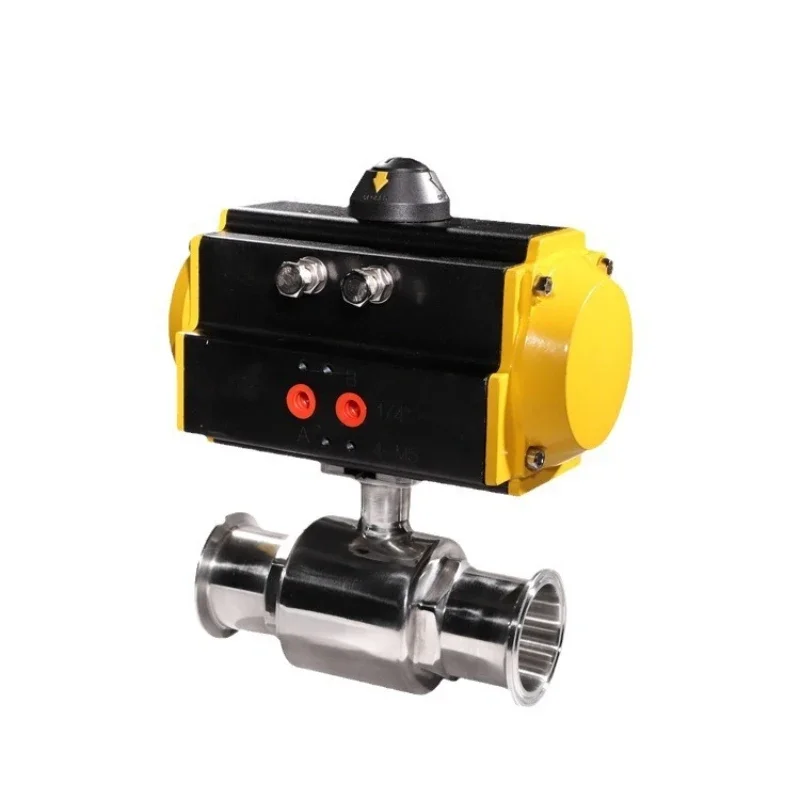 Non-detention sanitary ball valve chuck pneumatic 316 stainless steel clamp quick-loading two-way three-way sanitary ball valve