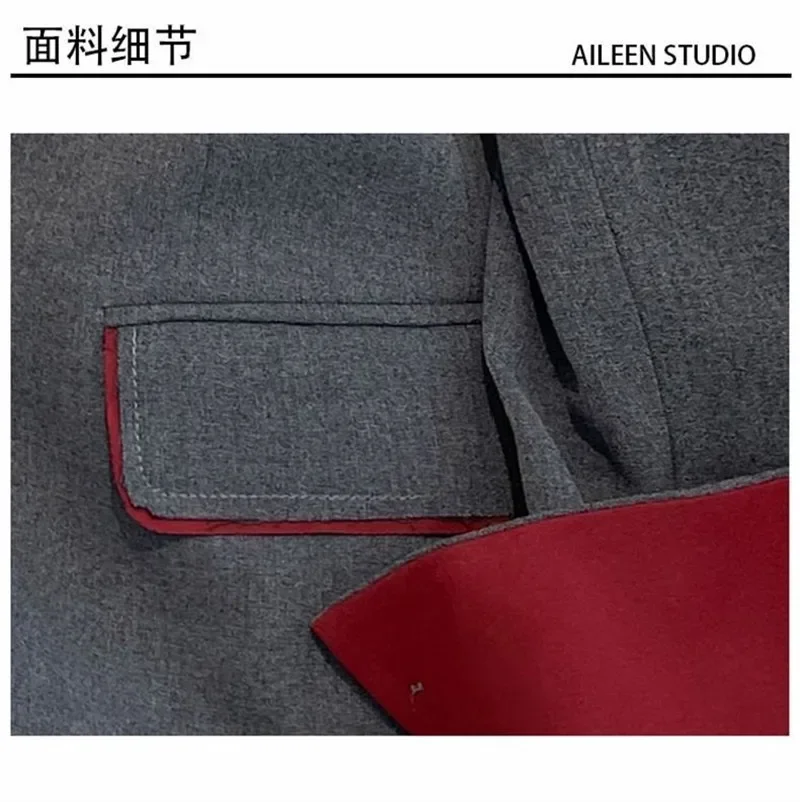 2025 Nieuwe Lente Grijs Jasje Vrouwen Koreaanse Mode Contrasterende Gesplitste Bloemen Jas Kantoor Dame Losse Ontwerp Bloemen Uitloper