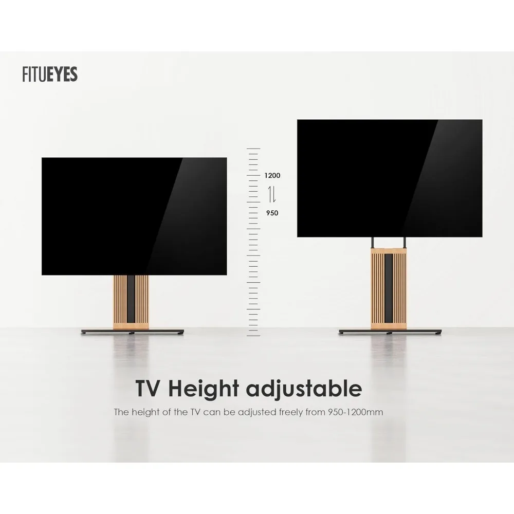 Soporte para TV giratorio de estilo escandinavo con almacenamiento oculto para televisores de 55-88 pulgadas, diseño de montaje en piso alto