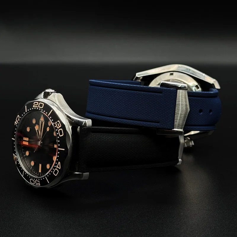 Cinturino per orologio FKM con motivo intrecciato universale 20/21/22mm Bracciale subacqueo a sgancio rapido per Omega/Breitling/Longines/Tissot/Seiko