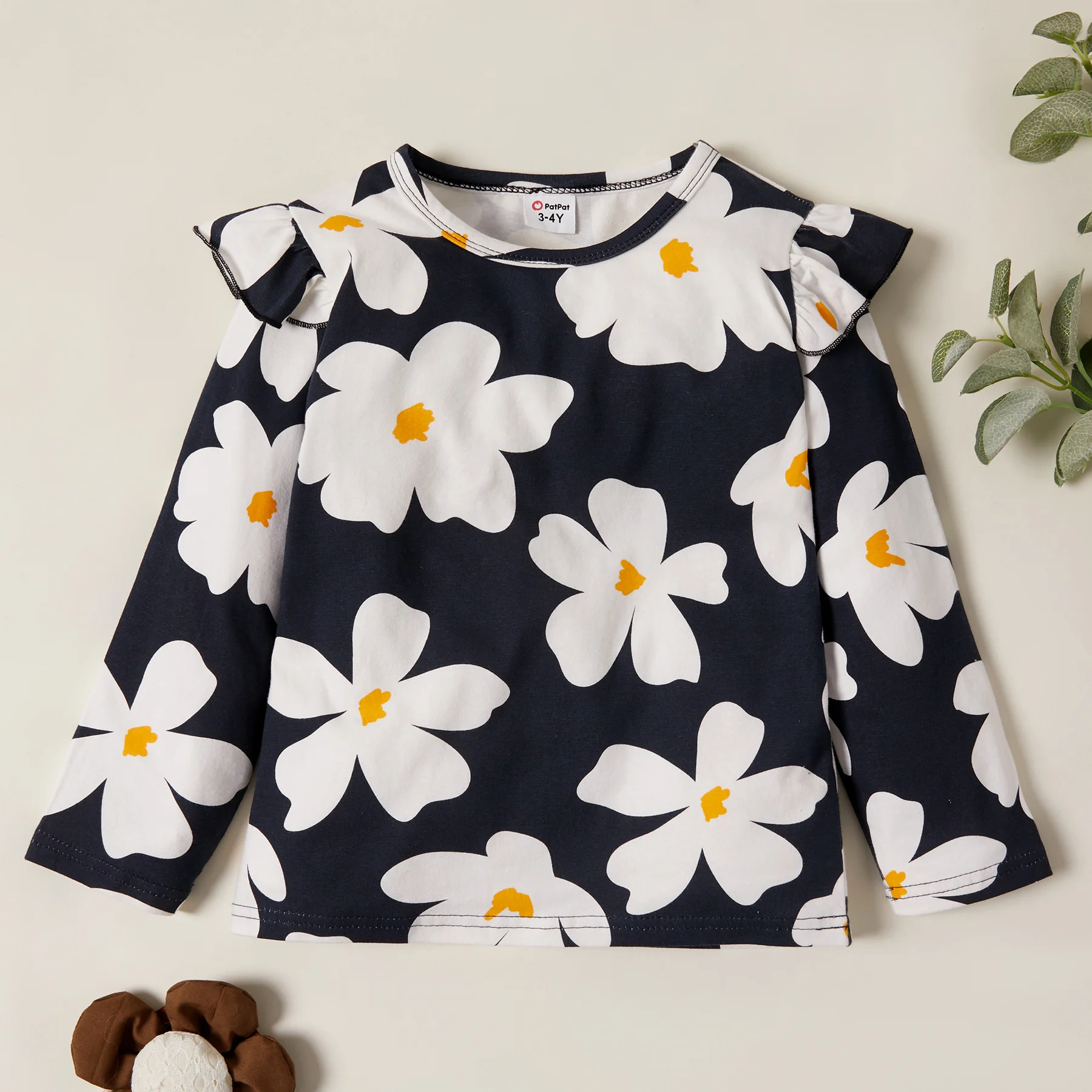 PatPat 3-pack Mädchen T-shirt 3 stücke T-shirts Herbst Und Frühling Floral Dots Lange-sleeve Top Tee Sets kinder Kleidung