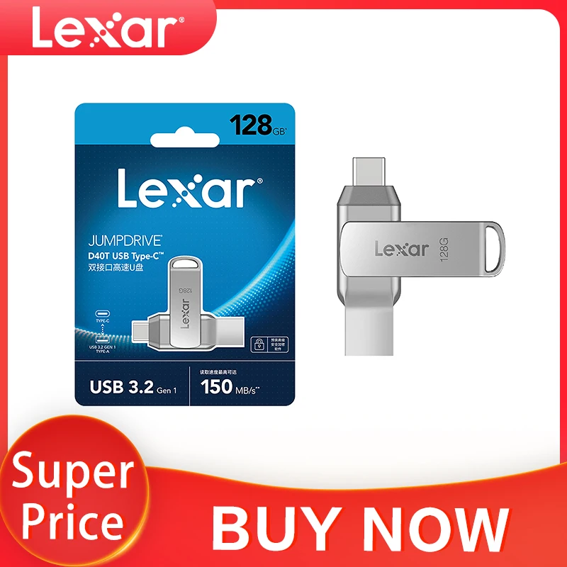 Lexar JumpDrive D40T USB Type-C Flash Drive 128GB 256GB Read Speed Up To 150MB/s USB 3.2 Gen 1 Pendrive U Disk USB Memory Stick