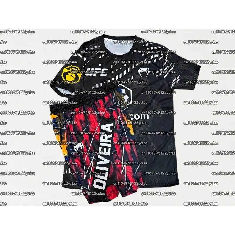 

Charles Oliveira UFC Boxing Fighting Training Tee Short Men Breathable Speed Drying jersey Wrestling Running Sweat Absorbing Set