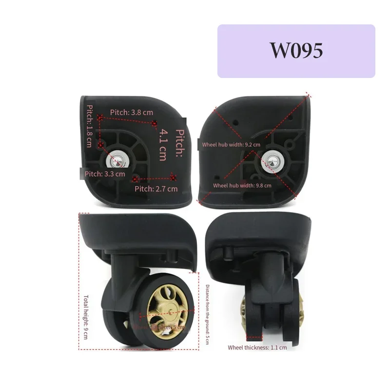For W095 Heavy-Duty Universal Luggage Replacement Wheels - Silent Roller Repair Kit For Carry-On Luggage