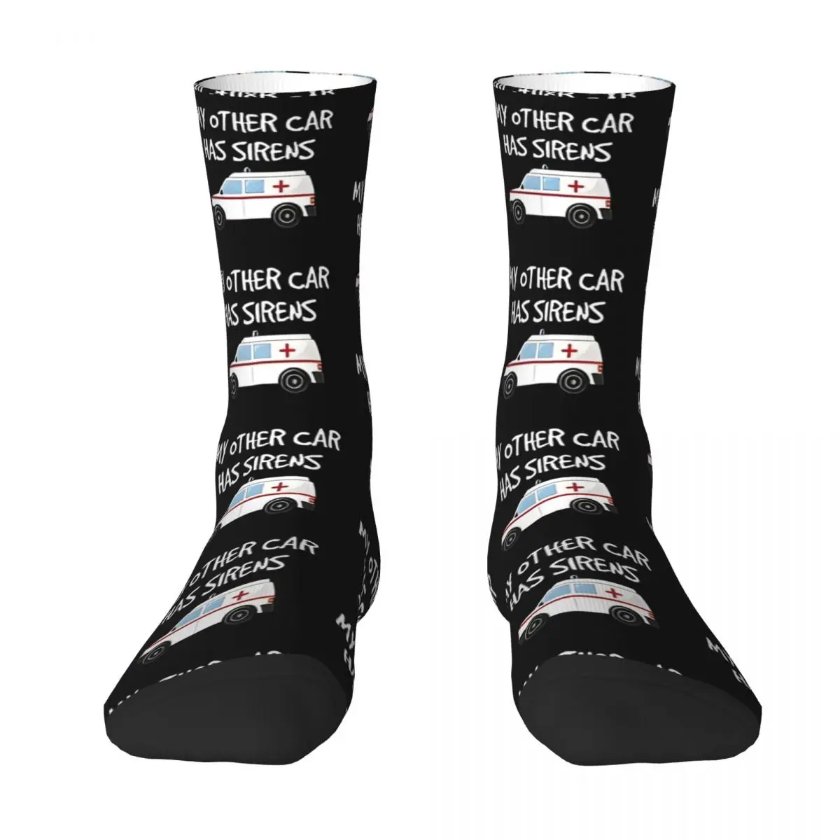 EMTs My Other Car Has Sirens Design For Paramedics Stockings Men's Socks Breathable Socks Winter Skateboard Anti Bacterial Socks