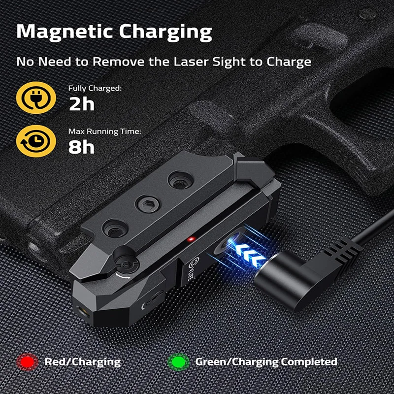 مسدس ريد ليزر البصر قابل لإعادة الشحن منخفض المستوى مسدس البصر بالليزر شحن مغناطيسي الألومنيوم Picatinny السكك الحديدية تصميم التبديل