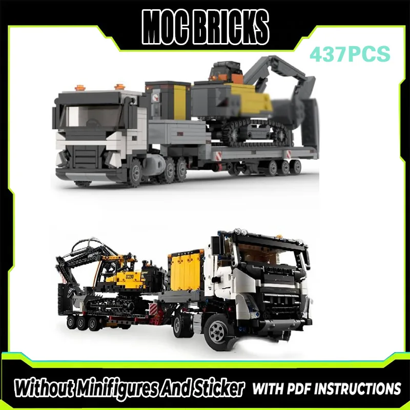 

City Car Model MOC Building Bricks Transport Truck With Crane Modular Technology Gifts Holiday Assemble Children Toys Suit