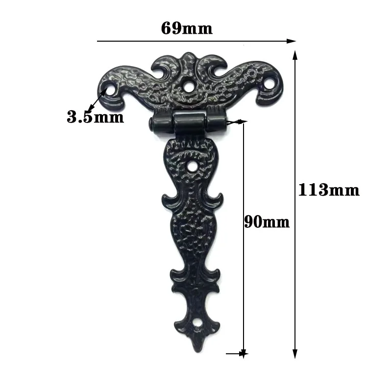Picture 4: 10Pc Zinc Antique T-Strap Hinge With Screws For Box Cabinet Window