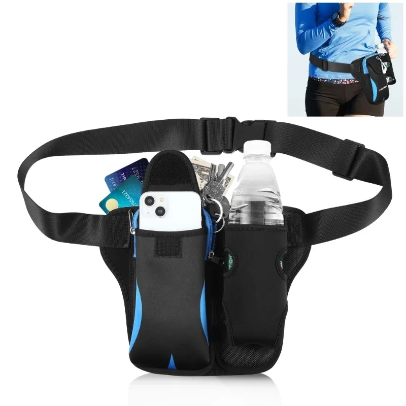 

Hiking Waist Bag Fanny Pack with Bottle Water Holder for Men Women Running & Phone Walking Fitting for All Phones Gift F19E