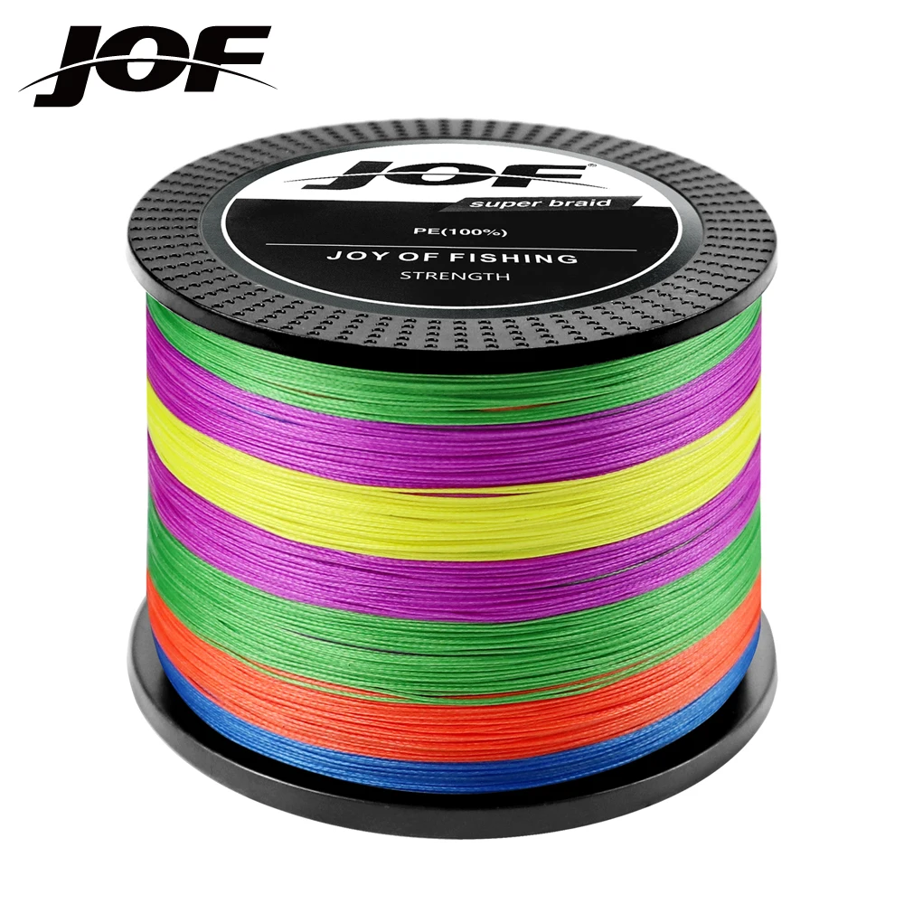 JOF Braided Line 4X 300/500/1000/100M 9 Color All for Fishing Line MaxDrag 82LB Multifilament PE Line for Saltwater Sea Fishing