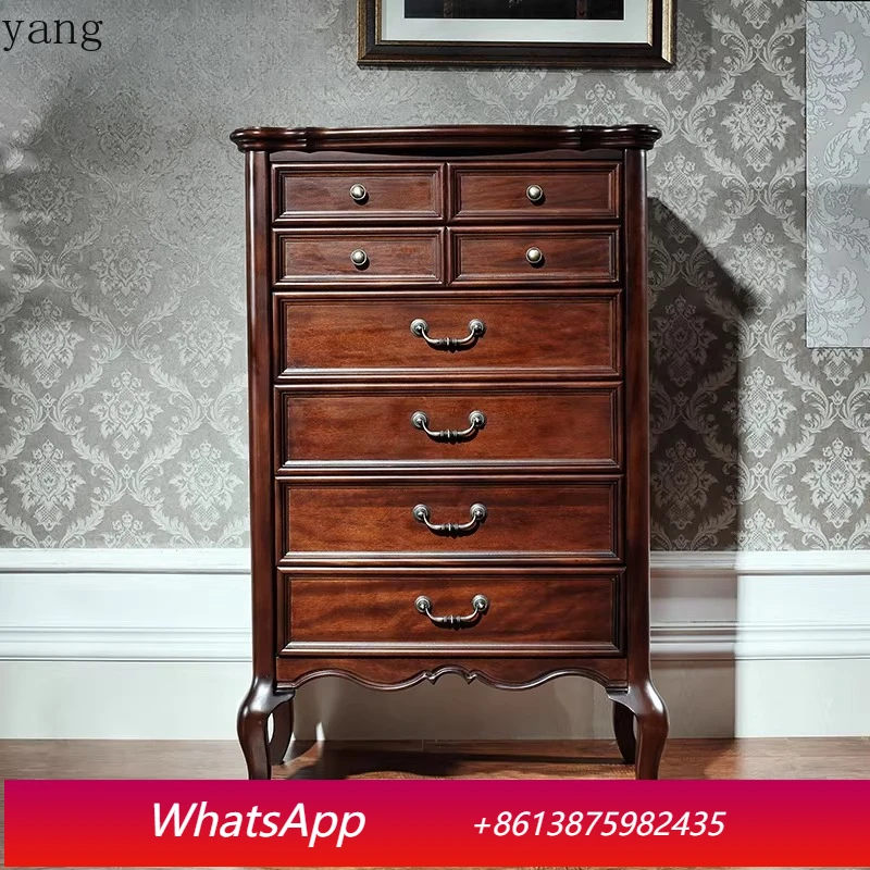 

LMM simple American country all solid wood chest of drawers bedroom TV cabinet