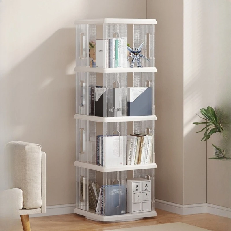 Rotating white bookshelf floor stand simple multi-layer bookcase movable modern organizadores de escritorio interior furniture