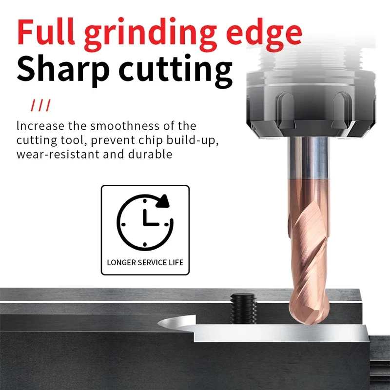 

HRC55 Ball Nose End Mills 2Flute Cnc Milling Cutter Alloy tools Carbide Strawberries Tungsten Steel Router Bit CNC Cutting Tools