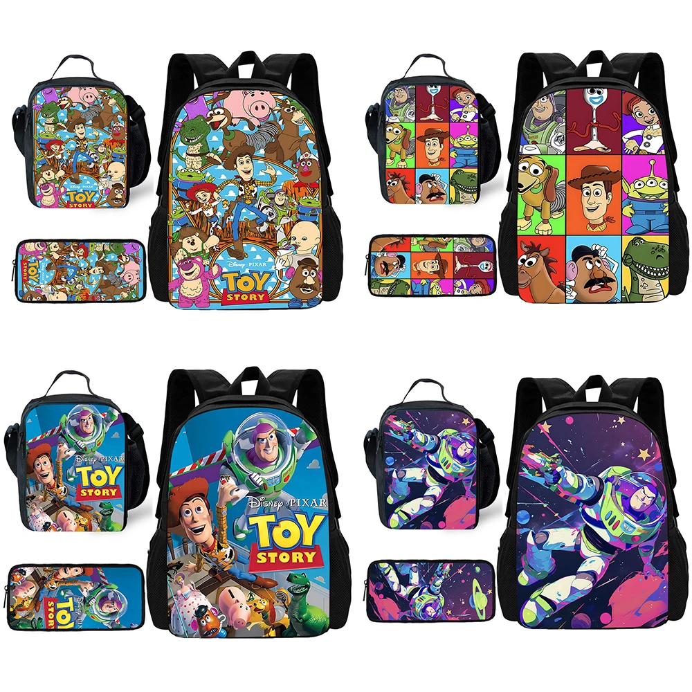 Mochila escolar Buzz Lightyear para meninos e meninas, lancheiras, sacos de lápis, melhor presente para criança, Toy Story