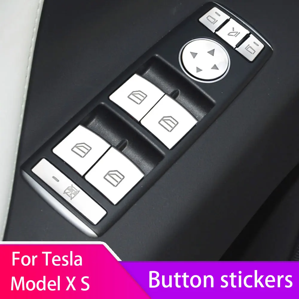 

Door Armrest Window Switch Button Trim For Tesla Model X S 2012-2020 Chrome Sliver 14ps