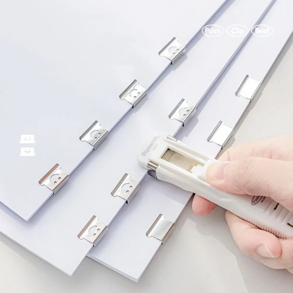 New Smile Design Push Paper Clip Mini Binder Reusable Pusher Set Plastics Paper Clip Tools School