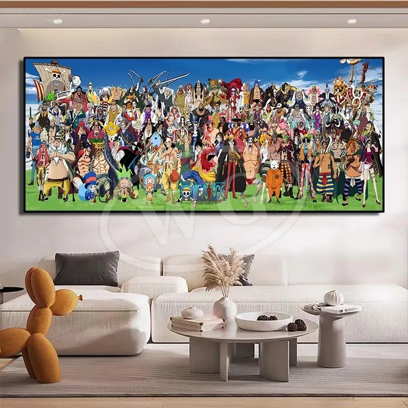 One Piece decorative painting Luffy Zoro Ace anime sofa background wall hanging painting One Piece study bedroom mural