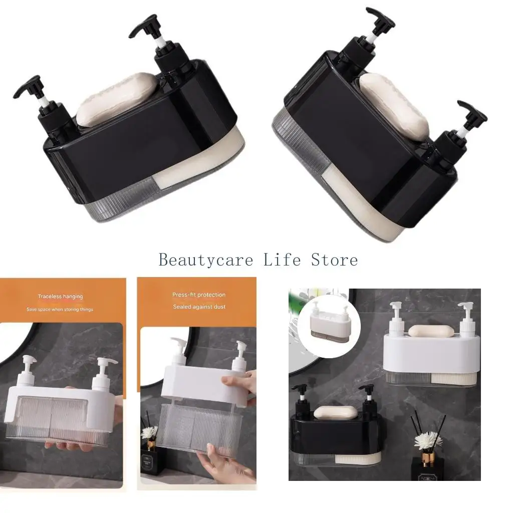 652C Press Type Shampoo Dispenser Bottle For Bathroom Kitchen No Holes Installation