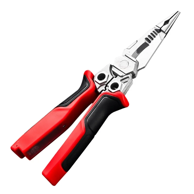Electrician Needle Nose Pliers, Multi-Function Wire Stripper with Voltage Tester, Heavy Duty Long Nose Pliers