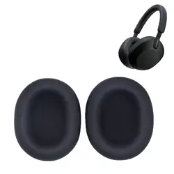 Replacement Ear Cushion Pads with Protein Leather and Memory Foam for Sony WH 1000XM5 Noise canceling Stereo Headset, Black