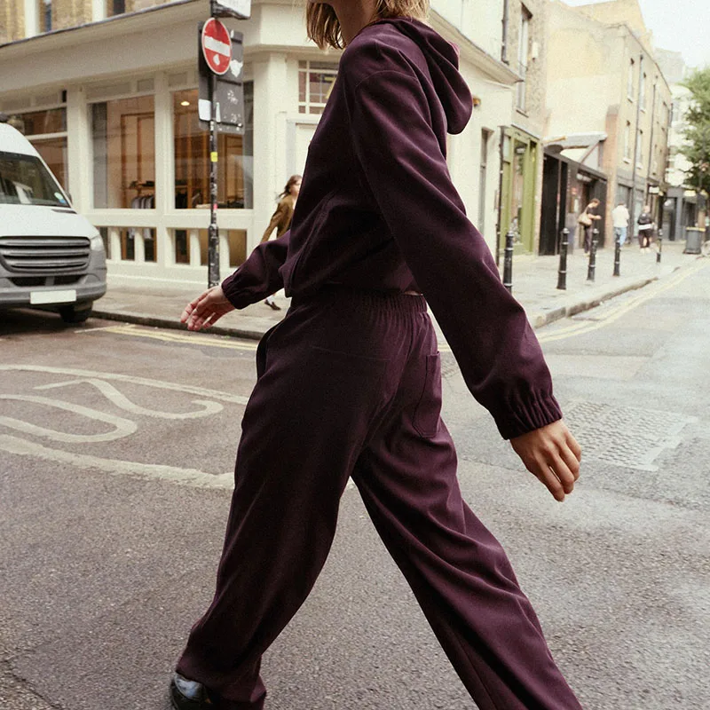 New Arrival Autumn Women's Jaet Casual Sle Long Sve Zipper Closure Stand Fit Ladies Outerwear Pants Set