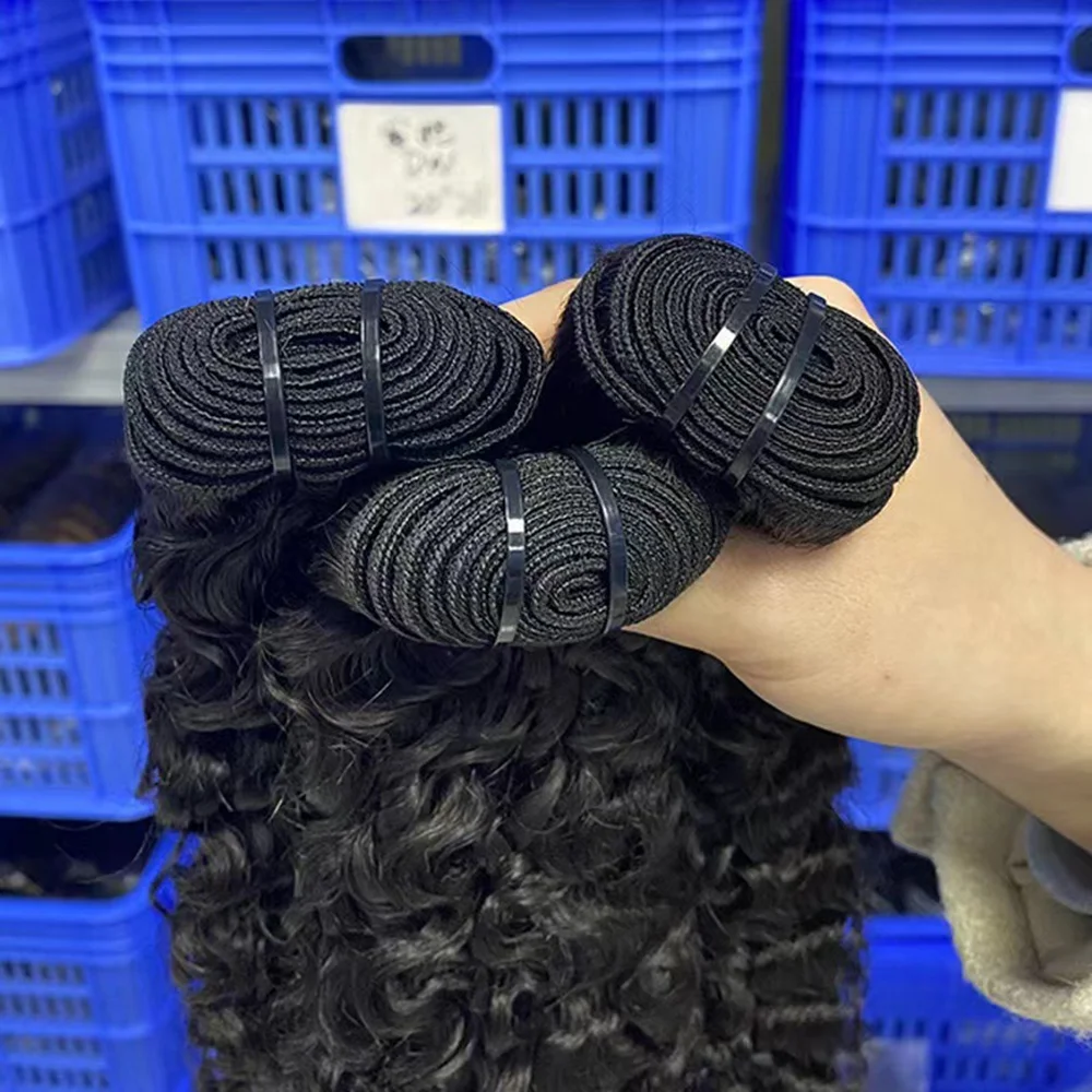 Burmese Real Human Hair Natural Color Spiral Hair Weft Extensions Quick Weave Bundle Wholesale For Full Head Sew In Weft Hair