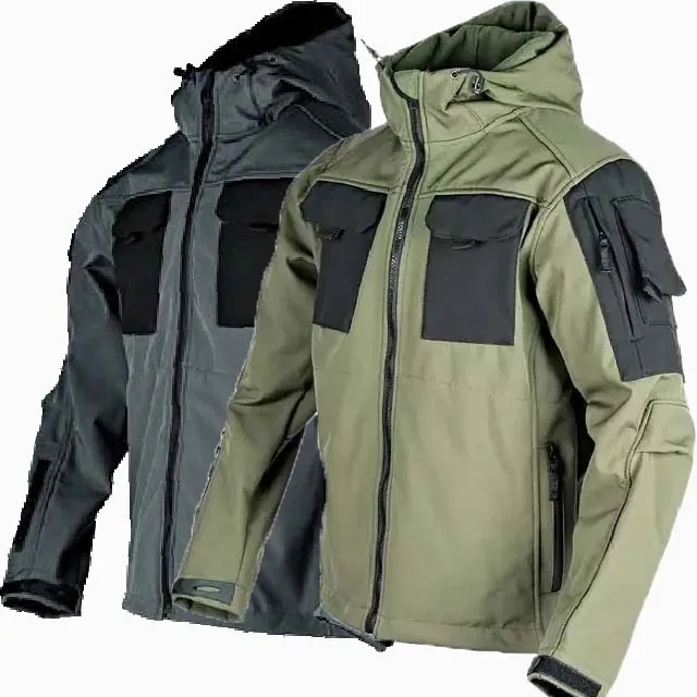 Men's Military Tactical Soft-shell Hardshell Windproof Waterproof Multi-pocket Cargo Combat Training Jacket