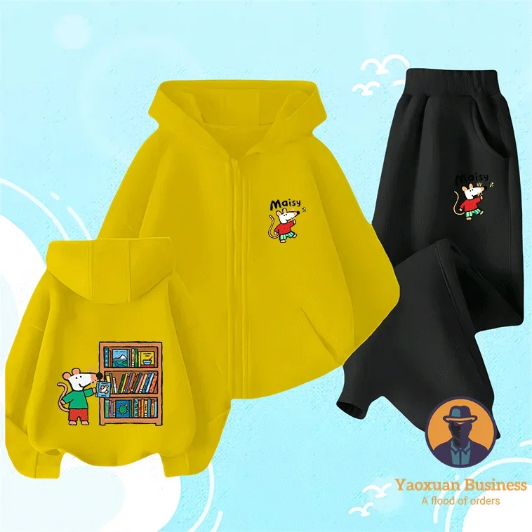 Nieuwe collectie Maisy Mouse meisjes jongens kinderen hoodie met rits schattig bedrukt cartoon winddicht warm herfst winter stijlvol
