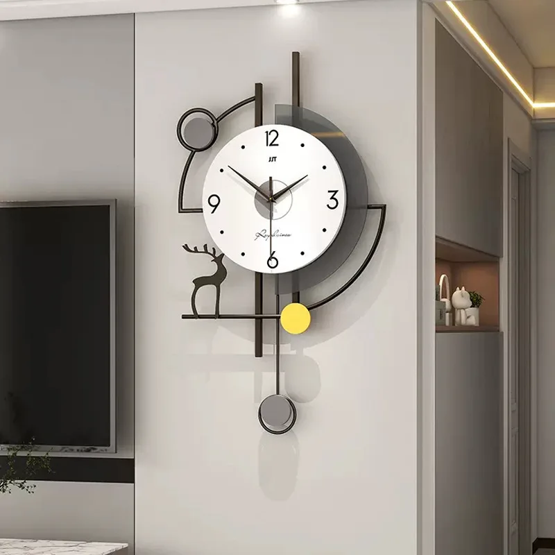 High Texture Modern Light Luxury Wall Clock Punch-Free Installation Creative Decorative Wall Clocks for Living Room Decoration
