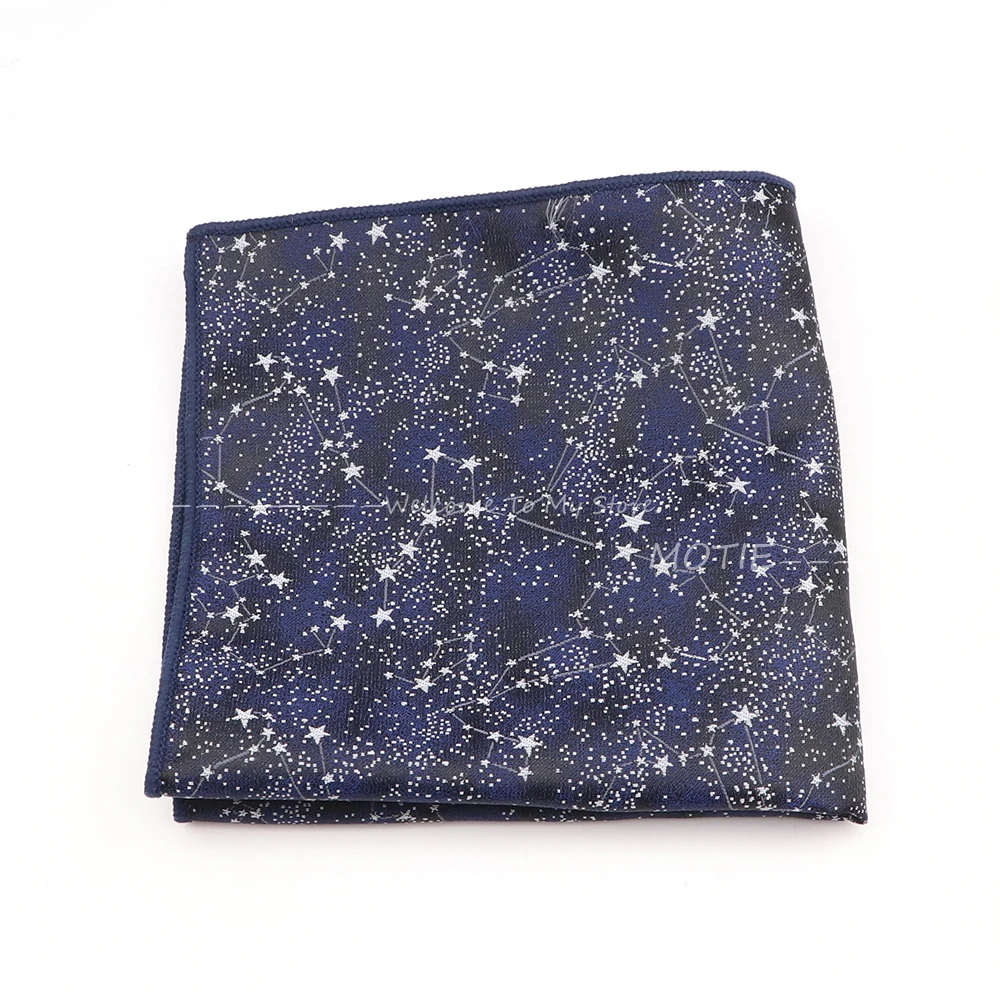 New Casual Polyester Paisley Handkerchief Blue Floral Pocket Square Hankies For Men's Daily Wear Business Party Accessories Gift