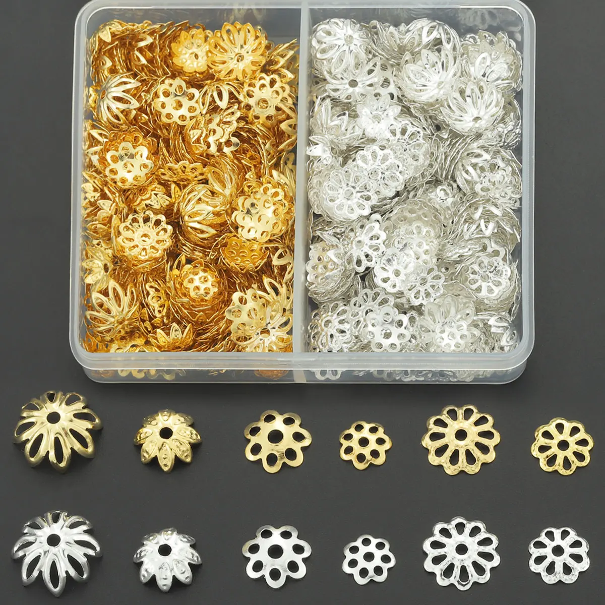 80/160 Pcs Randomly Mixed Flower Bead Caps and Bead Dividers. Suitable for DIY bracelet, necklace and beaded jewelry making.