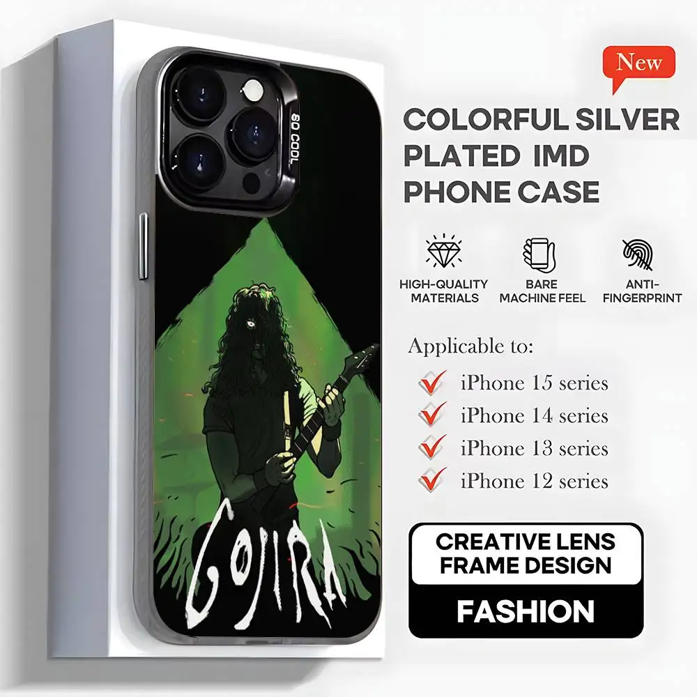 حافظة هاتف Band G-GojiraS Mea Culpa لهاتف iPhone17,16,15,14,13,12,11,Mini,Pro,MAX,plus,غطاء أسود غير لامع مقاوم للصدمات