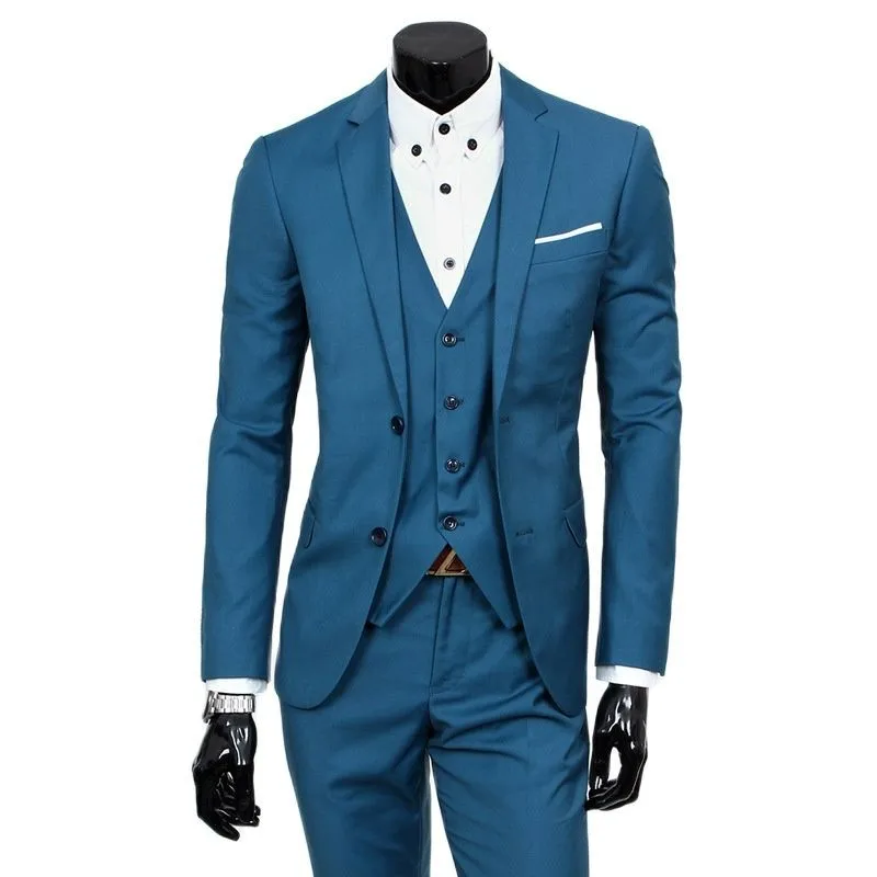 

New Men Suit 3 Pieces Two Button Business Casual Fit Suitable Wedding Banquet And Evening Dresses Jacket Vest With Pants