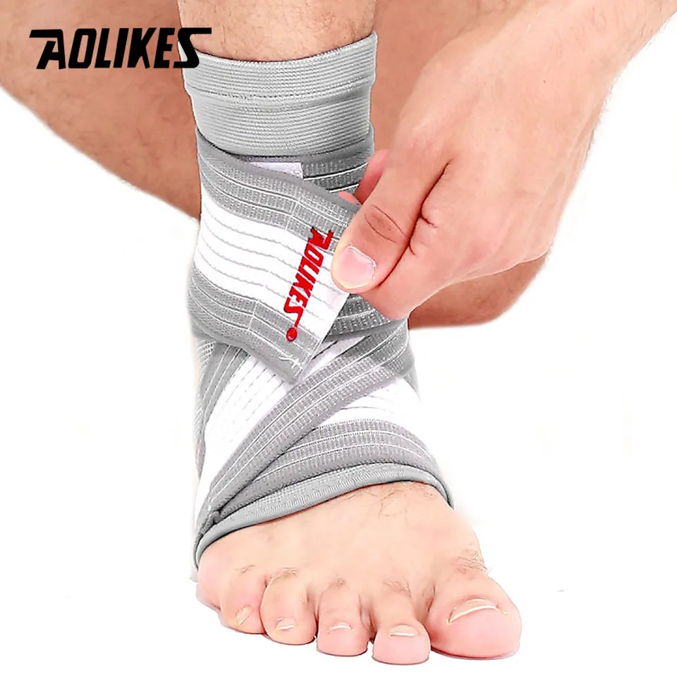 AOLIKES 1PCS Professional Sports Ankle Strain Wraps Bandages Elastic Ankle Support Brace Protector For Fitness Running