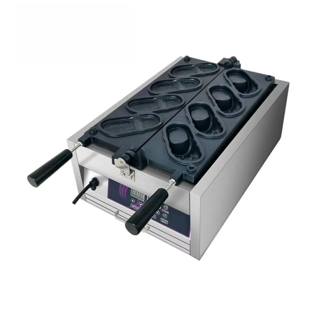 Alligator-shaped stainless steel non-stick commercial electric waffle maker with time and temperature display, high-yield