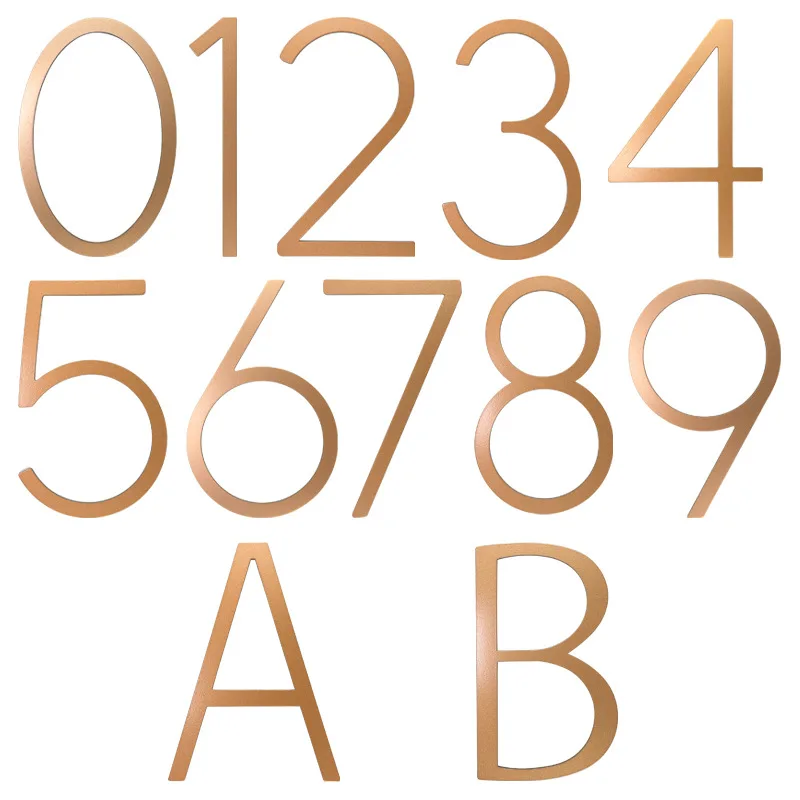 5in/12.5cm Self Adhesive Stainless Steel House Number Black Address Sign 0-9 Letters Big Modern Door Plates Home Outdoor Numeros